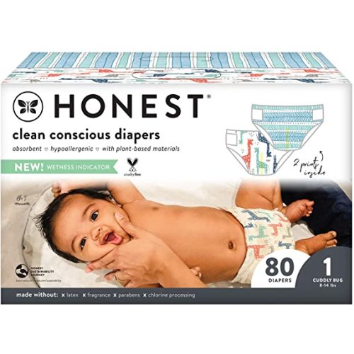 The Honest Company Clean Conscious Disposable Diapers - Dots+Dashes + Multi-Giraffes, Size 1, 78 Count