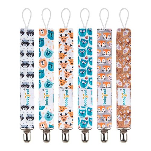 Babygoal Animal Pacifier Clips, 6 Pack Pacifier Holder for Boys and Girls Fits Most Pacifier Styles &Teething Toys and Pacifier Holder for Boys 6MP18 - Owl and rabbit