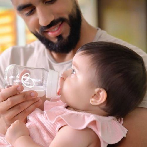 Evenflo Balance Wide Neck Anti-Colic Glass Baby Bottles- Clear - 6 fl oz/2pk: BPA-Free, Phthalate-Free, Silicone Nipple