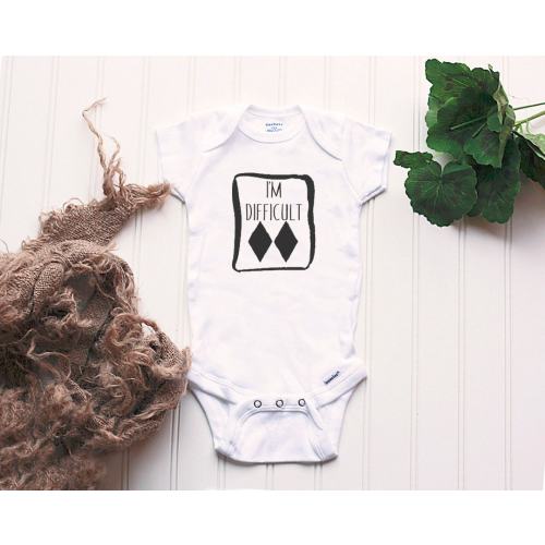 I'm Difficult Onesie® - new baby skier, bluebird days, future skier, snowboard baby gift, powder days, black diamonds