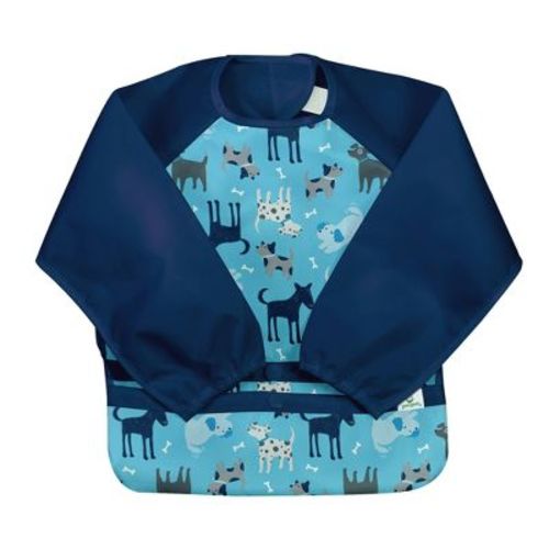 Green Sprouts Snap & Go Easy-wear Long Sleeve Bib - Aqua Dogs - 12/24 Months