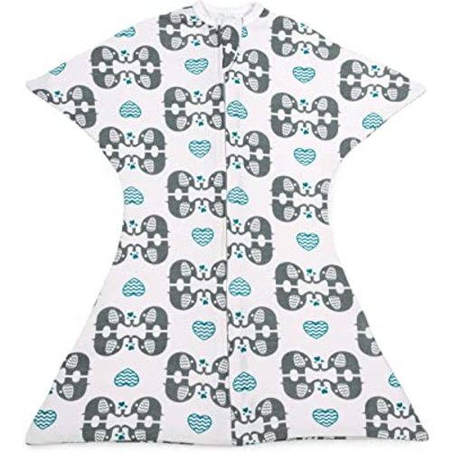 SleepingBaby Zipadee-Zip Transition Swaddle - Cozy Baby Sleep Sack with Zipper Convenience - Roomy Baby Wearable Blanket for Easy Diaper Changes - eLOVEphant, Small (4-8 Month)