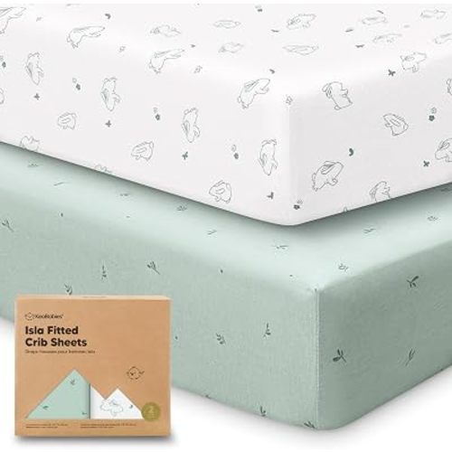 KeaBabies 2-Pack Baby Crib Sheets for Boys, Girls, 52x28 Fitted (Bunnies)