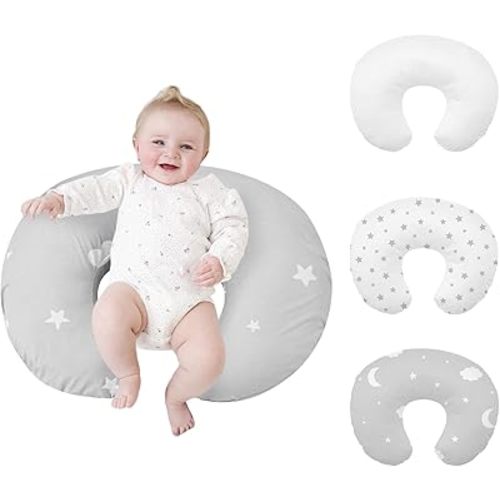 Nursing Pillow, Breast Feeding Pillows for Mom, Soft Cover with Breathable Filling, Ergonomic Breastfeeding, Bottle Feeding and Bonding, Multifunctional Support Cushion for Travel (Star)