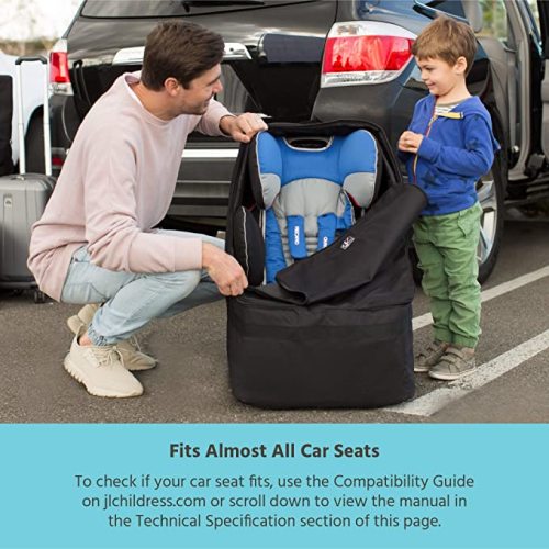 J.L. Childress Ultimate Backpack Premium Padded Car Seat Travel Bag - Large, High Quality, Durable, Secure, Universal Airport Gate Check Bag, Black