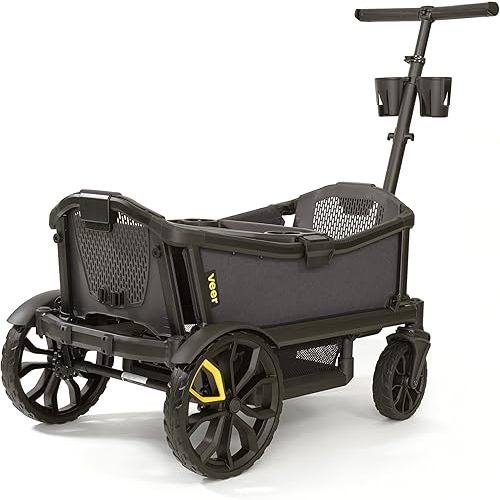 Veer All-Terrain Cruiser | Premium Off-Road Wagon Stroller for Babies, Toddlers, and Kids | Push/Pull/Push-Along Steering for Uneven Terrain | JPMA Certified | Lightweight and Collapsible | 2 Seats