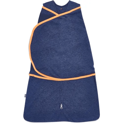 HALO Baby Sleepsack Swaddle Wearable Blanket, 3-Way Adjustable Infant Sleepsack, TOG 1.5, Ideal Temp, Navy/Orange, Small, 3-6 Months, 12-18 Pounds