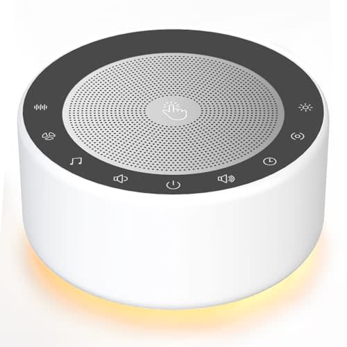 Kipcush White Noise Sound Machine with Nursery Lamp, Mood Lighting, 7 Colour Night Light, 30 Soothing Sounds for Baby/Adult. Timer, Plug in, Memory Function, Touch Control