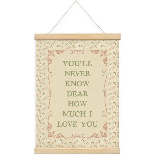 Pink Vintage Wildflower Nursery Decor Banner For Girls, Baby Girl Room Decor, Toddler Girl Room Decor, Playroom, You'll Never Know, Dear, How Much I Love You Hanging Flag Banner, 12x16 in
