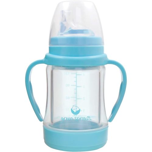 green sprouts Glass Sip & Straw Cup, Light Aqua, 6 Months+, 4 ounces