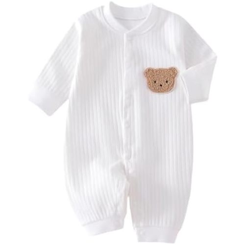 Baby Jumpsuit Long Sleeve Romper - Easy Diaper Change | Ribbed Cuffs | 100% Cotton Baby Clothes for Boys Girls