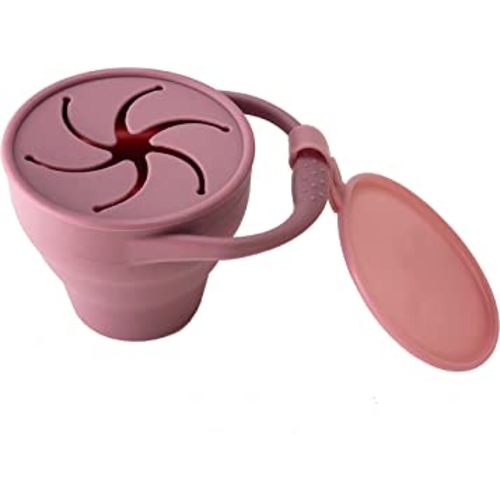 otterlove Collapsable Silicone Snack Container with Attachable Lid | 100% Pure LFGB Platinum Silicone with No Fillers | Snack Cup (Single - Woodchuck)