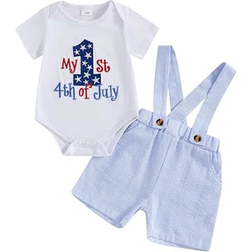Amazon.com: HYADRBLEBY Newborn Baby Boy 4th of July Outfit Short Sleeve 1st 4th of July Romper + Overall Shorts 2Pcs Gentleman Boy Outfits (Gentleman Hat, 3-6 Months): Clothing, Shoes & Jewelry