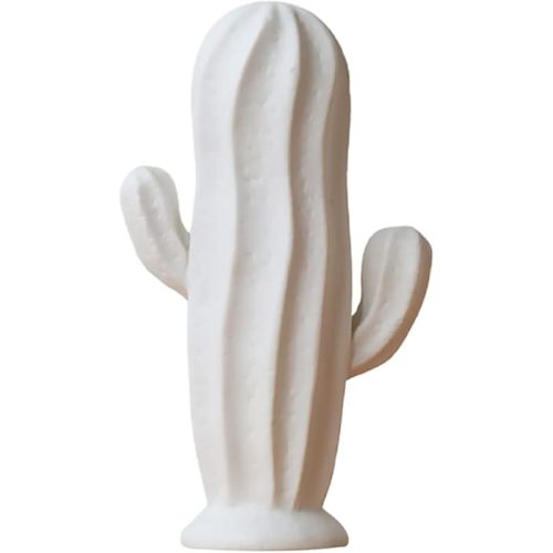 VOSAREA Ceramic Cactus Figurine Minimalist Cactus Statue Porcelian Collectible Art Sculpture Jewelry Holder Centerpiece Ornament for Porch Home Office Decor White Minimalist Home Decor