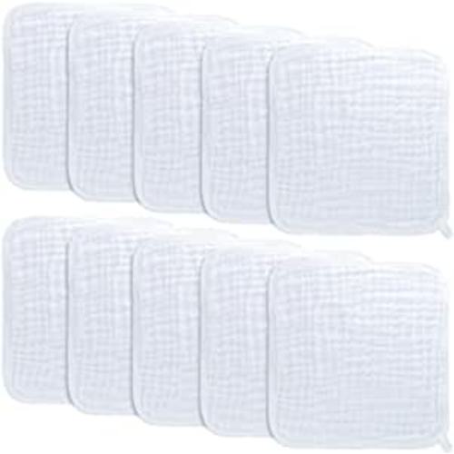 Baby Washcloths, Muslin Cotton Baby Towels, Large 10”x10” Wash Cloths Soft on Sensitive Skin, Absorbent for Boys & Girls, Newborn Baby & Toddlers Essentials Shower Registry Gift (White, Pack of 10) : Amazon.ca: Baby