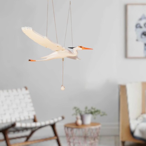 Painted Wooden Heron / Mobile - 80cm/31.5in - Eco-Friendly / Handmade Bird Decor / Natural Kids Room Mobile - Stastoys / Wooden toys
