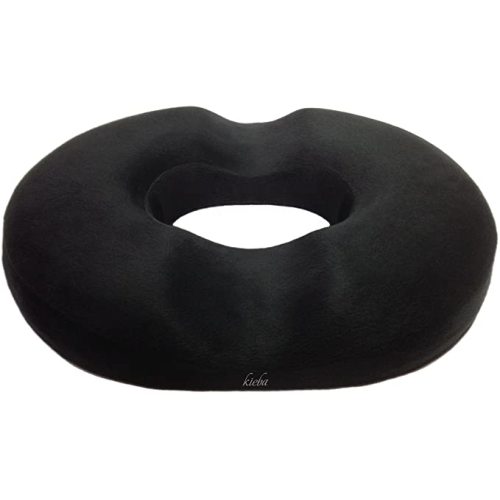 Hemorrhoid Treatment Donut Tailbone Cushion, Prostate Pillow, Pregnancy, Post Natal, Bed Sores, Coccyx, Sciatica, 18 Inches. Ultra Premium Comfort Foam (Black)