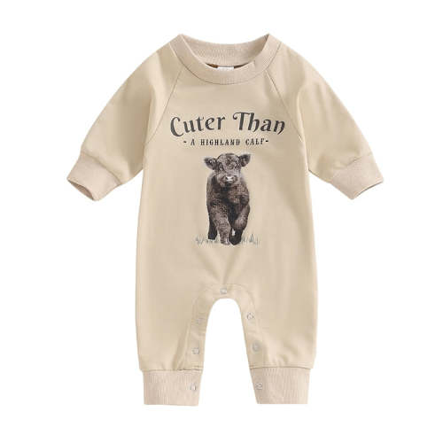 Baby Boy Girl Rompers Western Bull Head Letter Print Long Sleeve Jumps – August + Willow