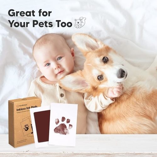 4-Pack Inkless Hand and Footprint Kit - Ink Pad for Baby Hand and Footprints - Dog Paw Print Kit,Dog Nose Print Kit - Baby Footprint Kit, Clean Touch Baby Foot Printing Kit, Handprint Kit(Auburn)