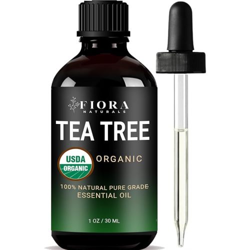 Tea Tree Essential Oil by Fiora Naturals- 100% Pure Organic Oil, for Face, Hair, Skin, Acne, Scalp, Foot and Toenails. Melaleuca Alternifolia, 1 oz /30ml