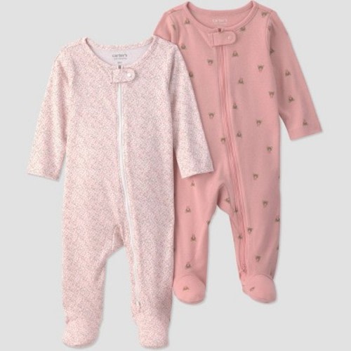 Carter's Just One You® Baby Girls' 2pk bears Long Sleeve Sleep N Plays - Pink Newborn