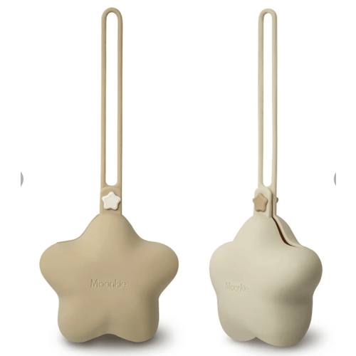 Silicone Pacifier Holders - Croissant/Sand