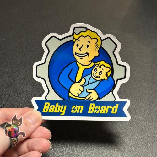 Baby on Board Fallout Art Sticker, New Mom Baby on Board Sticker Gift, Baby Shower Bumper Sticker, Fallout Series Video Game Decal