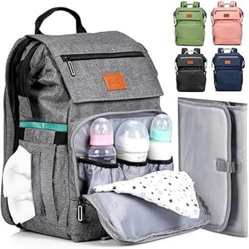 PILLANI Baby Diaper Bag Backpack - Baby Bag for Boys & Girls, Diaper Backpack - Large Travel Diaper Bags w/Changing Pad - Baby Registry Search & Shower Gifts Newborn Essentials & Items for Mom, Gray