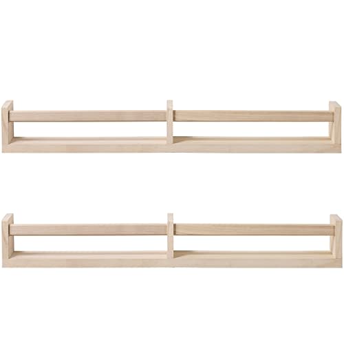 JORIKCHUO 32 in Nursery Book Shelves, Set of 2 Wood Floating Book Shelves for Kids Room, Kitchen Spice Rack, or Rustic Wall Mounted Shelves for Farmhouse Bathroom Décor (32 Inch Natural)