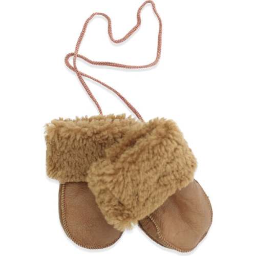 Babys Sheep Skin Non-Coated Mittens, Camel - HutteliHut | Maisonette