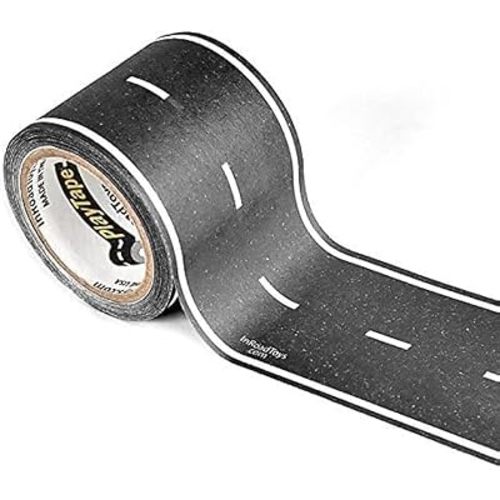 PlayTape Road Tape for Toy Cars - Sticks to Flat Surfaces, No Residue; 2 inch Wide x 30 ft Asphalt Road
