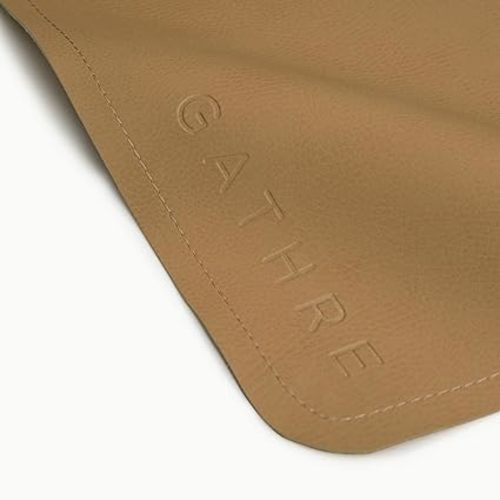 Gathre Premium Baby Changing Mat (14 x 22 inches) Foldable, Wipeable & Water Resistant Leather Bed Pad for Infant Changing Table | Portable Diaper Changing Station for Home & Travel Use (Camel)