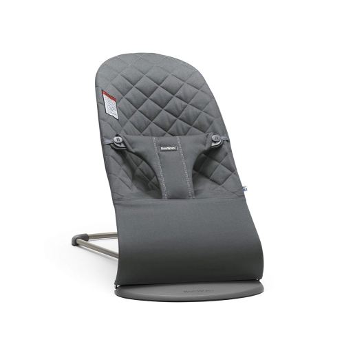 BabyBjörn Bouncer Bliss, Cotton, Classic Quilt, Anthracite 2-in-1 Adjustable Baby Bouncer Seat and Toddler Chair, Newborn to Toddler (8-29 lbs), 4 positions, Lightweight & Portable