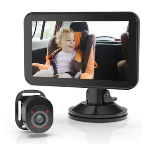 Rexing - BC500 In-Car Baby Cam with Monitor – HD 1080p & Infrared Night Vision - Black