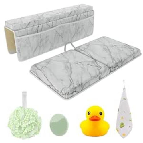 Amazon.com : Sleepah Bath Kneeler and Elbow Kneeling Rest Pad Set for Baby Bathing – Waterproof Soft Memory Foam Mat Organizer Baby & Toddler Bath Time Toys Sponge (Marble) : Baby
