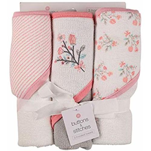 Buttons and Stitches Baby Boys Infant 3 Pack Hooded Towel