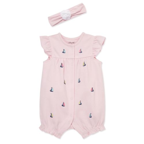 Little Me Clothes for Baby Girls' Romper and Headband Set, 3-12 Months
