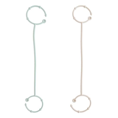 mushie Adjustable Silicone Toy Straps 2-Pack | Baby Accessories Holder for Travel, Stroller, High Chair (Cambridge Blue/Shifting Sand)