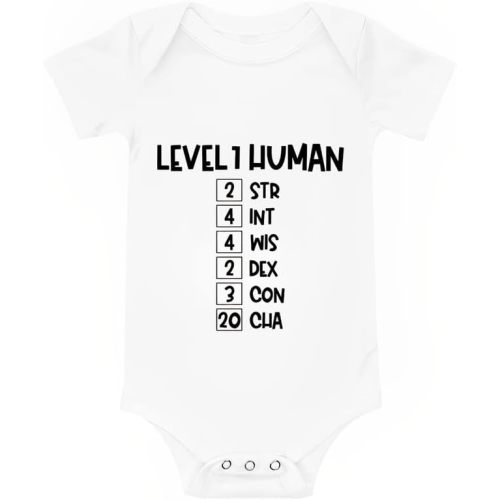 Level 1 Human Baby Onesie Funny Cute Infant Creeper One-piece Bodysuit Romper Outfit Newborn Clothes Cotton