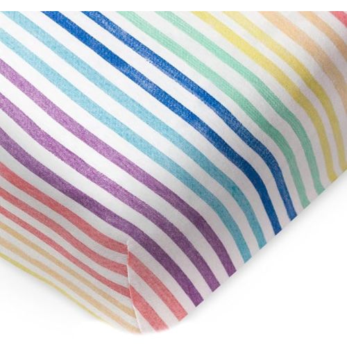 HonestBaby Fitted Crib Sheets Fits Standard Mattress Bassinet, Mini Prints 100% Organic Cotton Baby Boys, Girls, Unisex, Rainbow Stripe, One Size