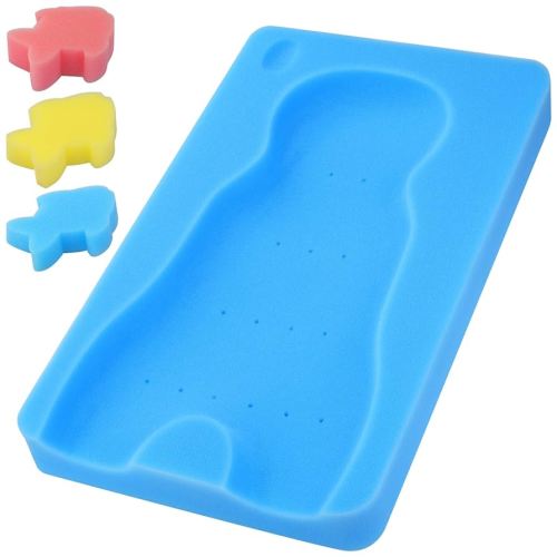 Baby Bath Cushion, Baby Bath Sponge for Bathing Infant Bath Mat Newborn Bath Baby Essentials - Excellent Foam Odor Free (Blue)