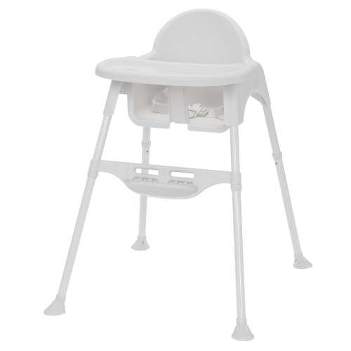 Babideal Lightweight Baby High Chair with Tray & Harness – White, Portable Easy-Clean Feeding Chair