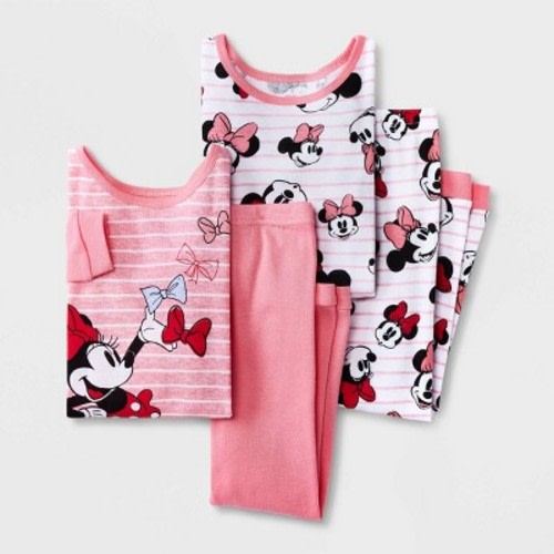 Toddler Girls' 4pc Minnie Mouse Snug Fit Pajama Set - Pink, Size: 2T