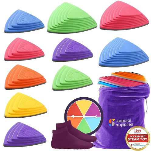 Special Supplies 10 Stepping Stones for Kids Indoor and Outdoor Balance Blocks Promote Coordination, Balance Strength Child Safe Rubber, Non-Slip Edging