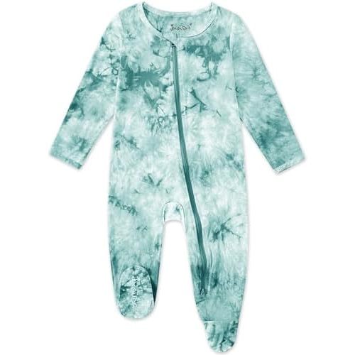 Jimonda Baby Girls Boys Footed Pajamas,Rayon From Bamboo,2 Way Zipper Long Sleeve Soft Sleeper Pjs,Infant Tie-dye Romper
