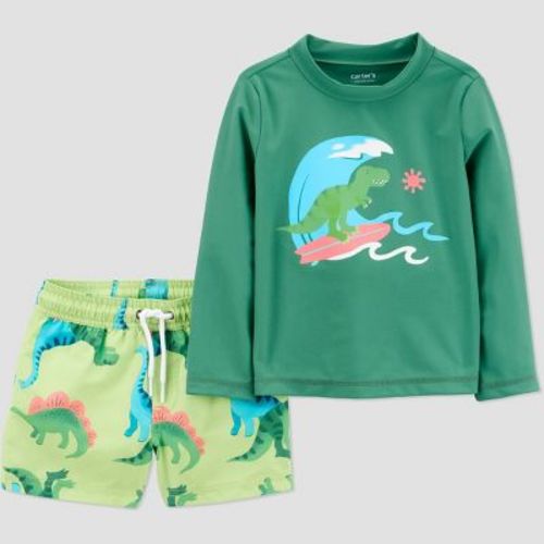 Carter's Just One You® Toddler Boys' Long Sleeve Dino Rash Guard Swimsuit Sets - Green