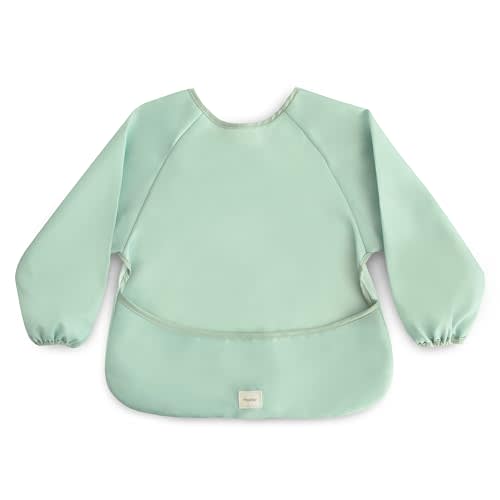 mushie Long Sleeve Baby Bib | Mess Free & Waterproof Fabric for Toddlers | Adjustable Fit for Ages 6-24 Months