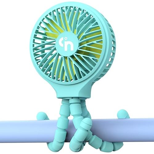 HomeLifairy Stroller Fan Battery Operated Portable Rechargeable Small USB Fan for Desk Mini Handheld Car Seat Personal Fan Clip On Fan for Stroller Accessories (Blue)
