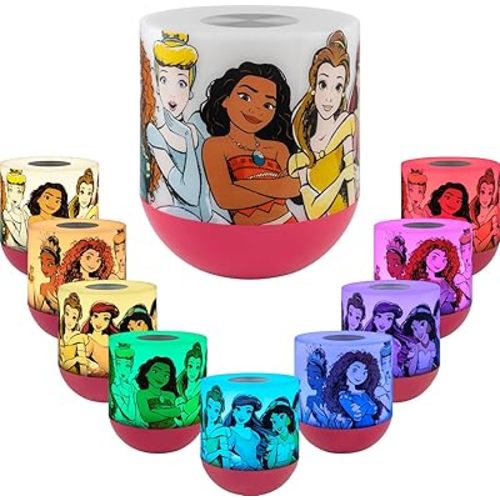 Disney Princess LED Tabletop Color-Changing Night Light Lamp, Touch Sensor, Moana, Belle, Jasmine, Mulan, for Kids, Baby, Bedroom, Bathroom, Playroom, Nursery, Decor, 60732