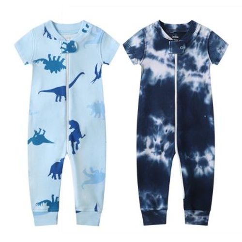 Owlivia Organic Cotton 2Pk Footless Short Sleeve Romper - Dinosaur